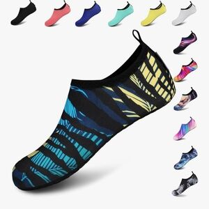 Vibrant Women's Swim Shoes in Black, Blue, and Yellow